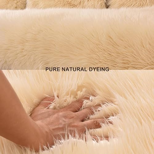 Miniatura 3 de QQXX Funda de sofá modular de felpa para forma de L, funda gruesa y suave de piel sintética cálida, lujosa, esponjosa, antideslizante, protector de