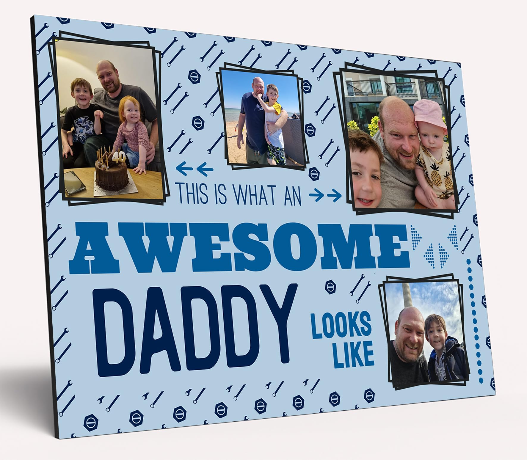 The Plum Penguin Personalised Dad Photo Gift from Kids Father's Day Memories Birthday Christmas Celebrate Custom Large Wooden Plaque for Best Dad Grandad