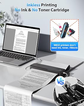 Memoking Portable Printers Wireless for Travel, Inkless Thermal Printer 8.5 x 11 Letter Paper for Phone & Laptop, 304DPI HD Quick Print Mobile Bluetooth Small Printers for Home Office or School
