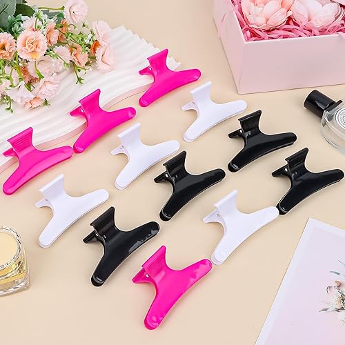 Vista 87 de Pinzas para el cabello para seccionar, paquete de 12 pinzas de mariposa negras y blancas, pinzas para el cabello Pro Salon para peinar, seccionar
