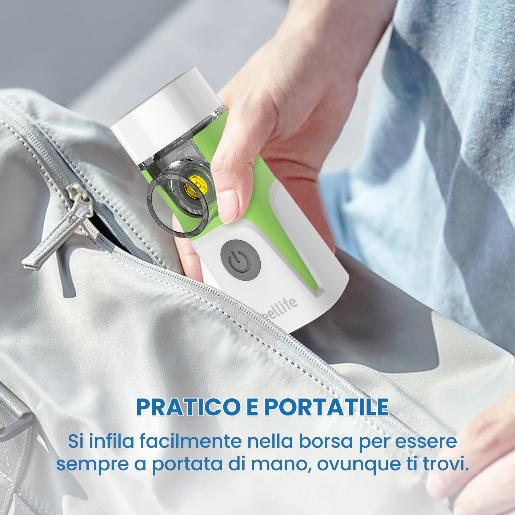 FEELLIFE Aerosol Portatile Silenzioso,Aerosol Portatile per Adulti e Bambini, Aerosol Ricaricabile con 2 Maschere E Boccaglio E Parte Sostituibile-Verde