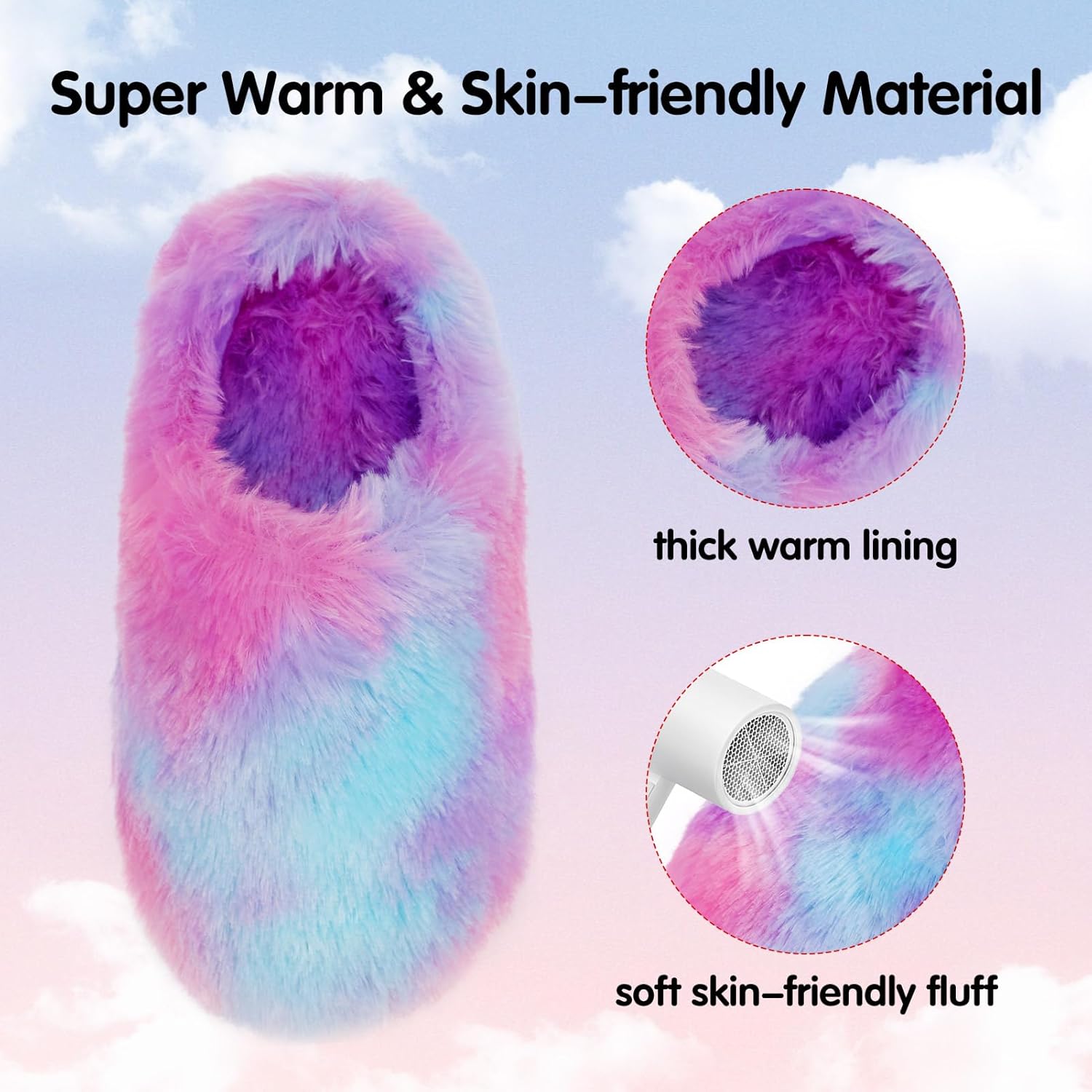 Girls Fluffy House Slipper Cozy Plush Slip-on Bedroom Shoes Toddler Kids Warm Memory Foam Indoor Slippers for Winter - Image 4