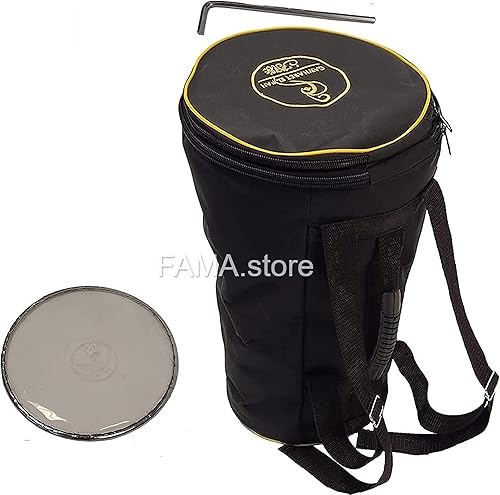 Miniatura 4 de Nuevo Gawharet El Fan 17 pulgadas Tambor Darbuka tabla doumbek nácar instrumento musical egipcio hecho a mano con bolsa (castillo amarillo de 17