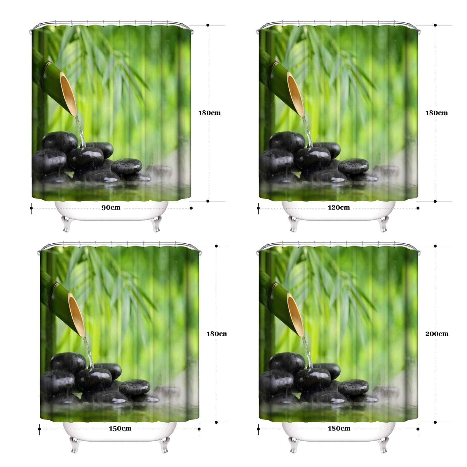 Wycian Duschvorhang Bambus 120x180 Duschvorhang Bambus Motiv Duschvorhang  Pflanzen Grn Abstrakt Duschvorhang fr Badewanne Wasserdicht Anti Schimmel  : Amazon.de: Kche, Haushalt & Wohnen