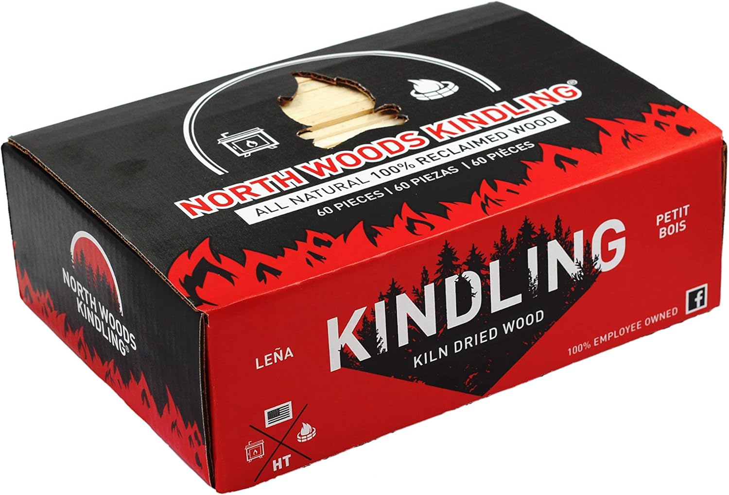 7 lb Fire Starter Firewood Sticks, Easy Lighting, Kiln Dried, Reclaimed Wood, Perfect for Camping, Campfires, Bonfires, Wood Stoves, Fireplaces, 60 Count