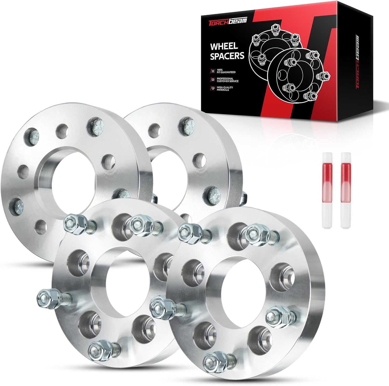 Torchbeam 4Pcs 5x4.5 to 5x5.5 Wheel Adapters 5x114.3 to 5x139.7, 1/2" x20 Wheel Stud, 1.25" mm Thickness, 73 Hub Centric | Wheel Adapters for Explorer, Edge, Mustang, Liberty, Ranger, Wrangler, Taurus