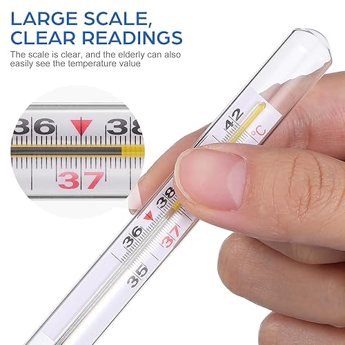 Miniatura 3 de Indicador de fiebre de lectura rápida para adultos con temperatura oral de vidrio, 2 unidades, para adultos ( grande)