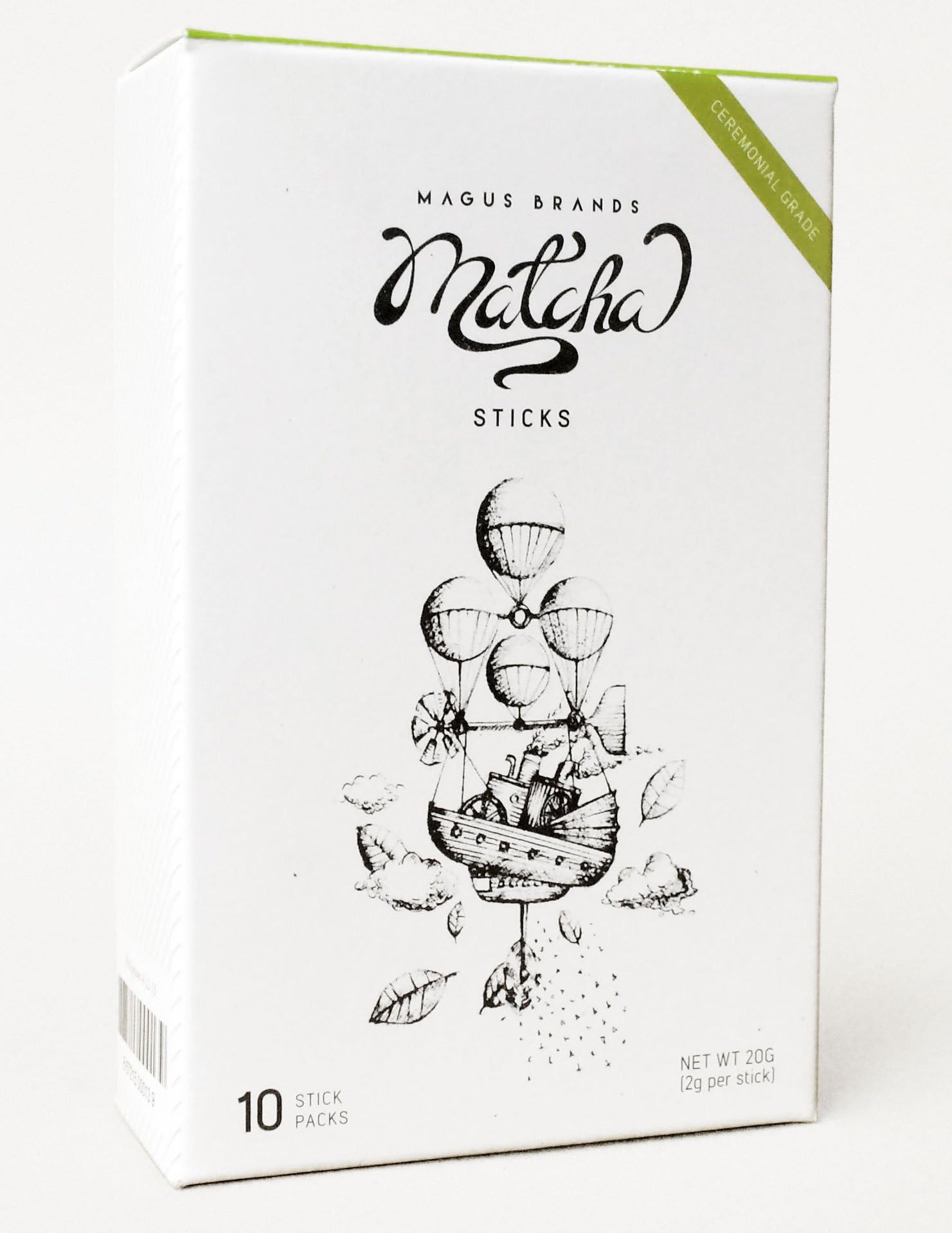 Magus Brands MatchaSticks Organic Ceremonial Grade Matcha to Go | 10-Count | 2g per Stick | 100% Pure Organic Matcha | No Additives [USDA Organic][Japan]