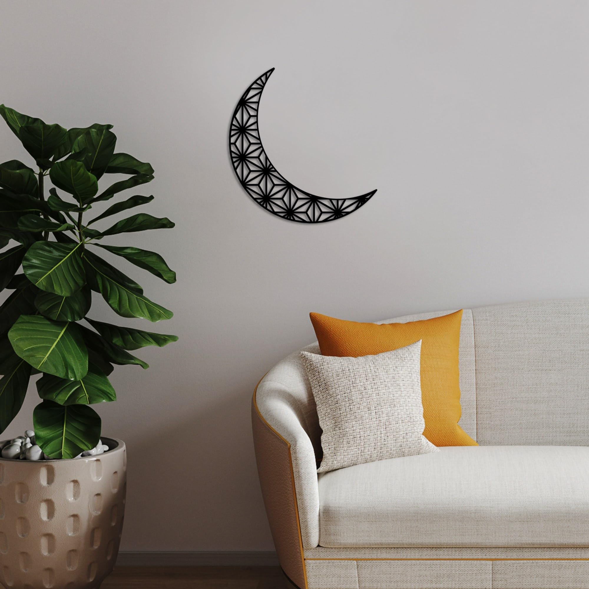 Stylish Black Decorative Metal Wall Accessory, 49 x 46 cm, 100% Metal, 1.5 mm Thick, Easy Wall Mounting, Perfect for Modern Home Decor