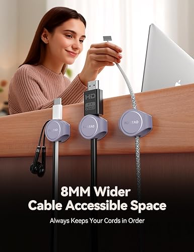 Miniatura 4 de FLYLEAD - Paquete de 8 organizadores de cables magnéticos de silicona, organizador de cables adhesivos debajo del escritorio, organizador de cables
