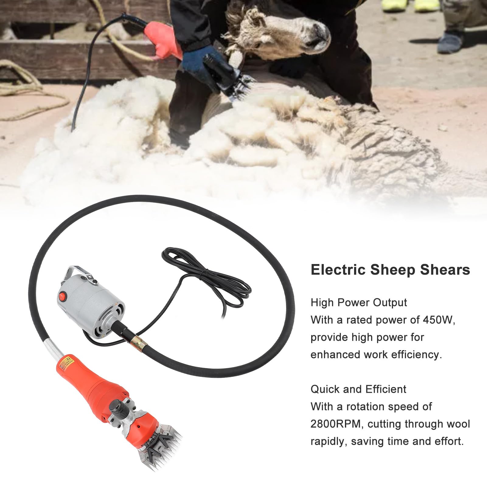 Forbici Per Pecore Elettriche Professionali Da 450 W, Tosatrici Per Toelettatura Per Pecore Alpaca Capre, Kit Per Toelettatura Pesante Per Allevamento Di Bestiame Con Custodia