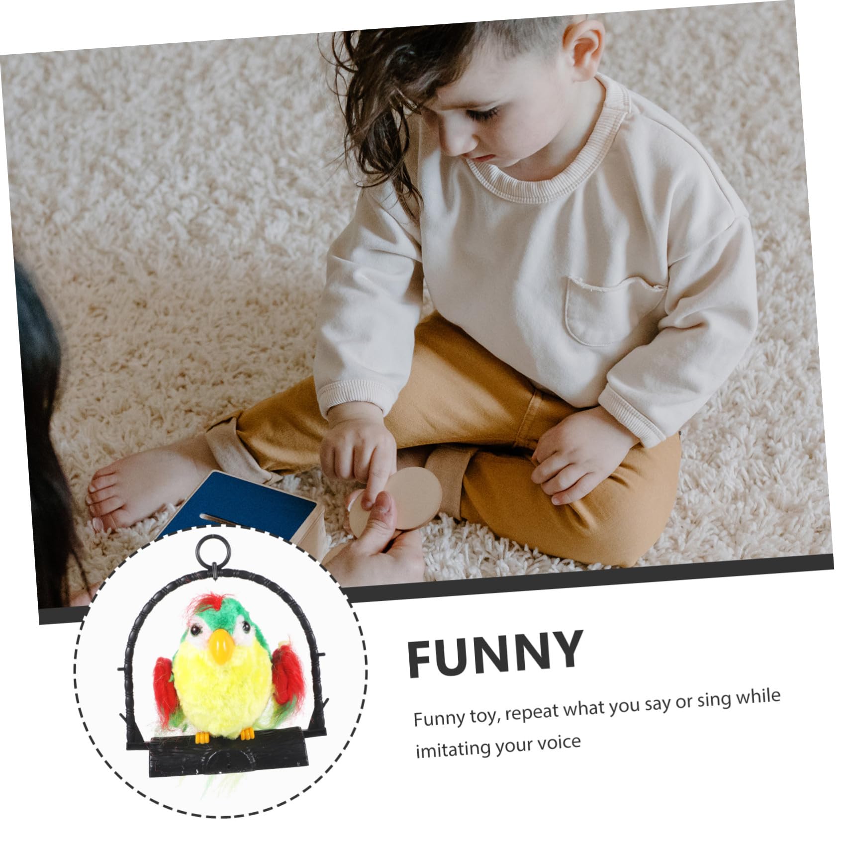 Juguete Educativo Loro Parlante Grabación y Repetición de Voz, Felpa y Plástico, Diseño Adorable para Niños y Decoración del Hogar