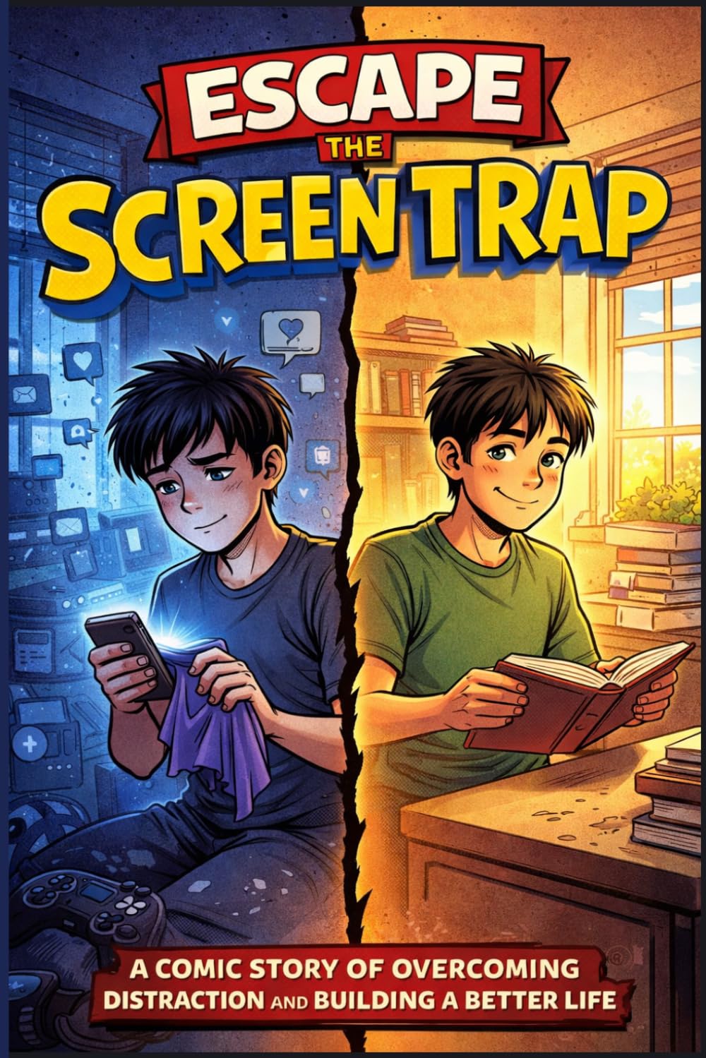 Escape the Screen Trap: A Comic Story of Overcoming Distraction and Building a Better Life