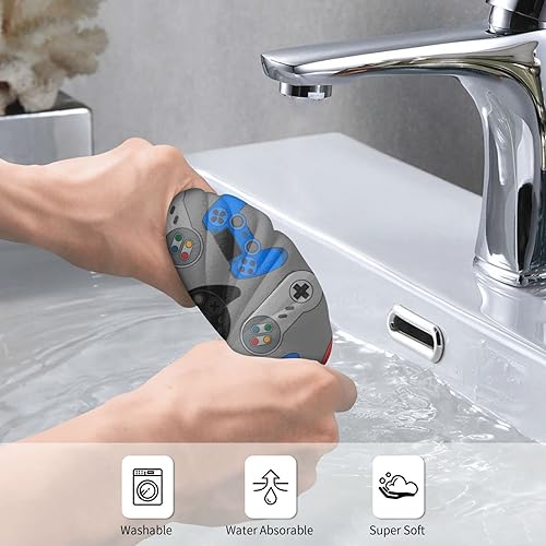 Miniatura 6 de Perinsto Toalla de mano decorativa para control de videojuegos, fondo gris, multiusos para baño, cocina, gimnasio y spa, 27.5 x 15.7 pulgadas