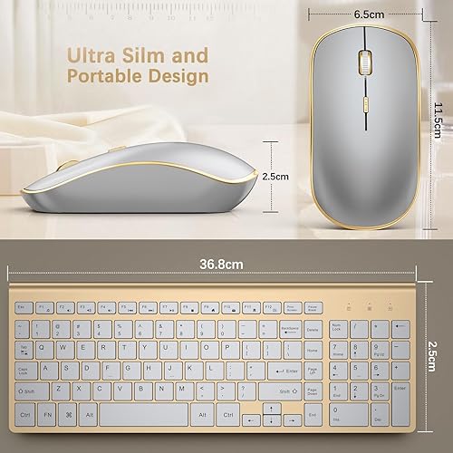 Vista 41 de JOYACCESS Teclado y mouse inalámbricos, 2.4G ergonómico y delgado, teclado de computadora inalámbrico diseñado para Windows, PC, computadora Negro