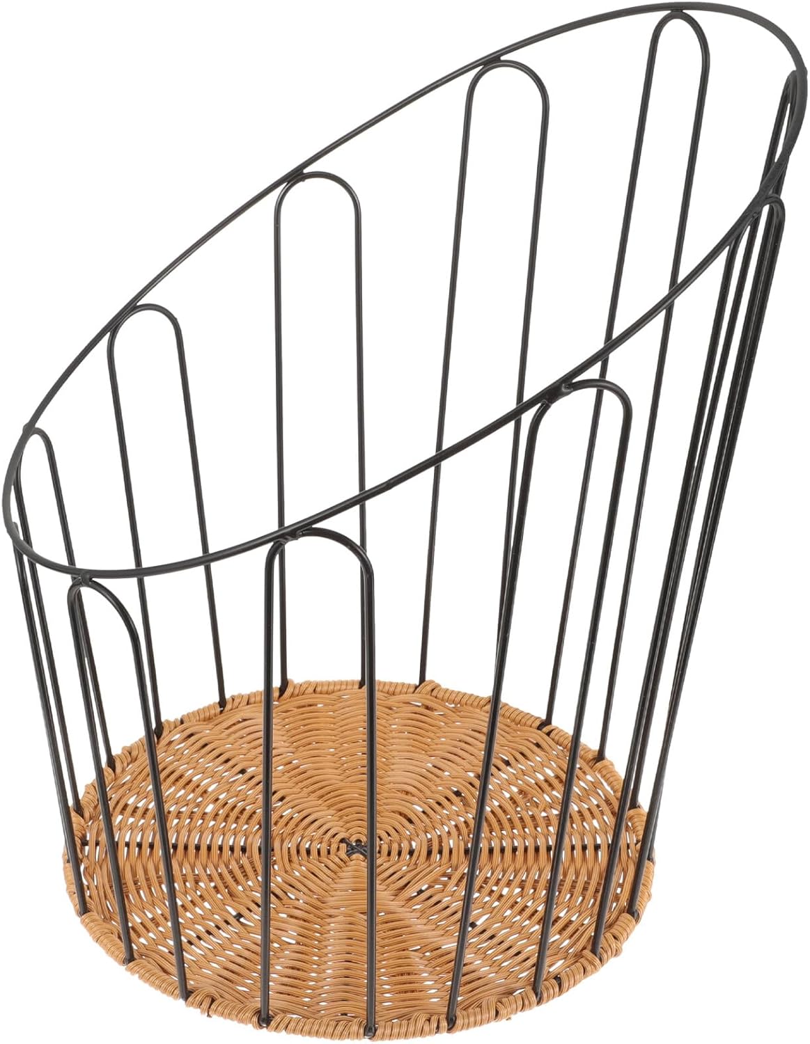 Zerodeko Bread Serving Basket with Iron Frame, Small Woven Food Storage Basket for Kitchen Counter, Rust-resistant Bread Storage Container for Home and Bakery Use