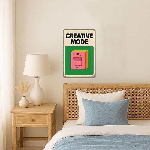 Miniatura 8 de Cartel de lata Creative Mode de 8 x 12 pulgadas, decoración de pared de metal retro para escritorio de oficina, sala de juegos, estudio o espacio de