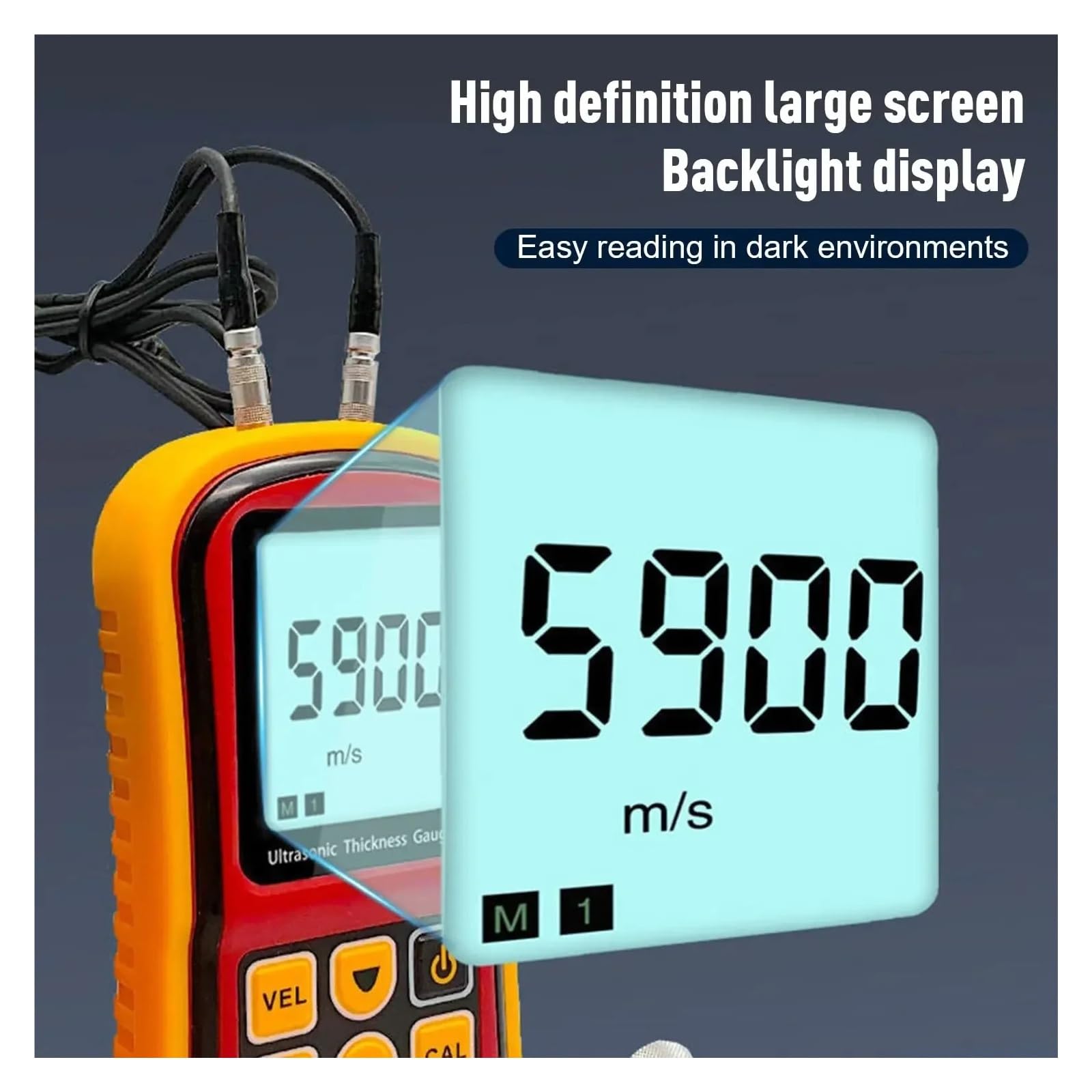 Medidor de espesor ultrasónico GM100 1,2-225 mm (acero) Medidor de espesor ultrasónico digital LCD Medidor de espesor con resolución de 0,1 mm Detección automática