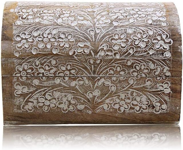 Great Birthday Gift Ideas Handmade Decorative Wooden Jewelry Box Jewelry Organizer Keepsake Box Treasure Chest Trinket Holder Watch Box Storage Lock Box Housewarming Gifts Men Women (White)