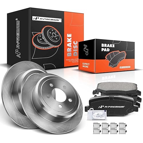 A-Premium 12.44 in (316 mm) Rear Solid Disc Brake Rotors + Ceramic Pads Kit Compatible with Select Dodge and Jeep Models - Nitro 2007-2011, Liberty 2008-2012, 6-PC Set