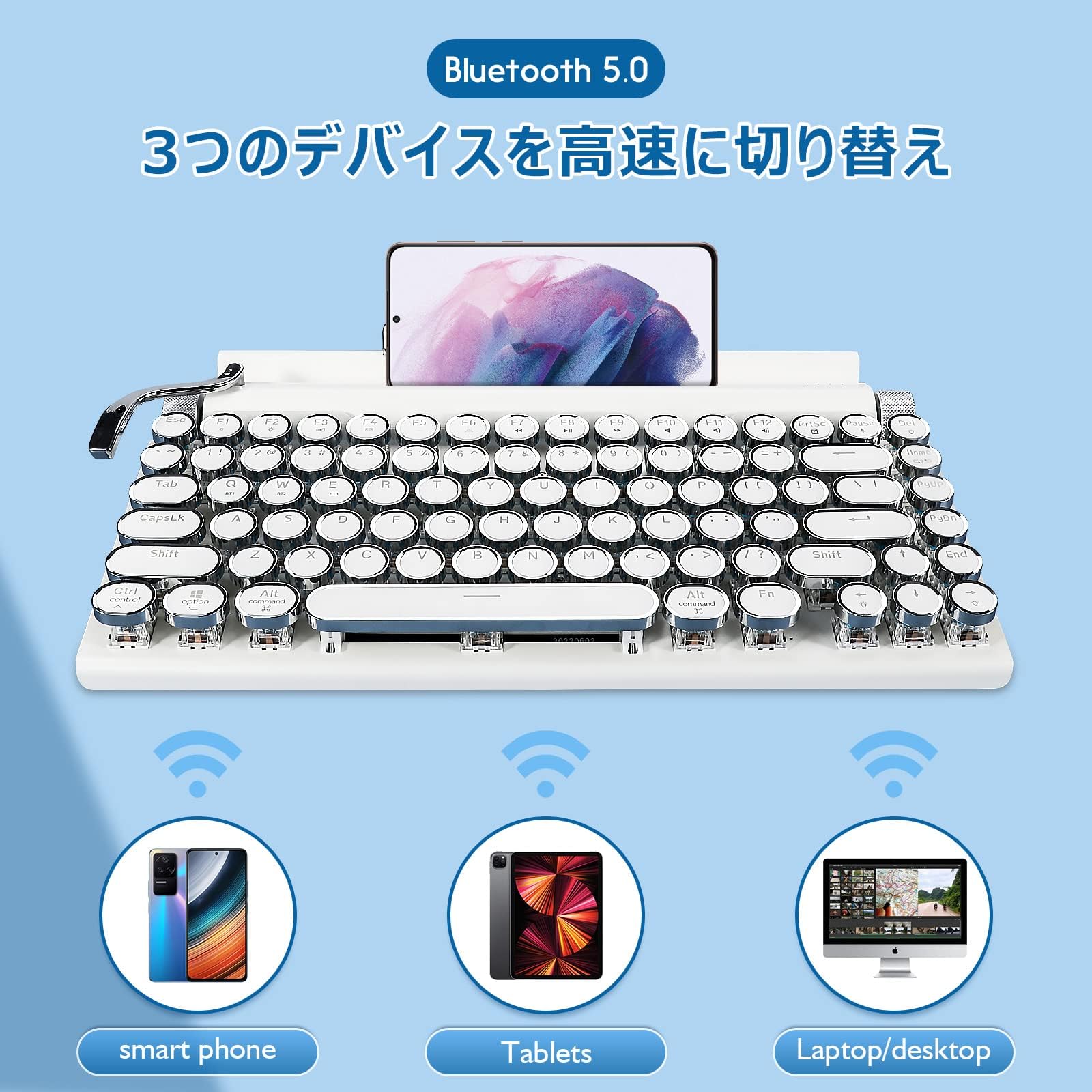 Amazon | タイプライター型 レトロ メカニカルキーボード LEDバック
