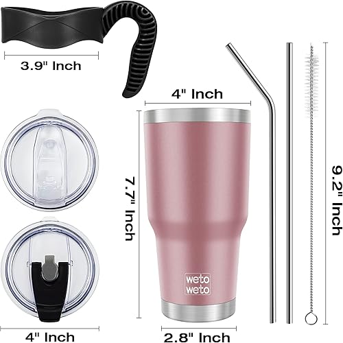 Miniatura 3 de WETOWETO Vaso de 30 onzas de acero inoxidable aislado al vacío con asa, taza de café al vacío de doble pared taza de café tazas térmicas para