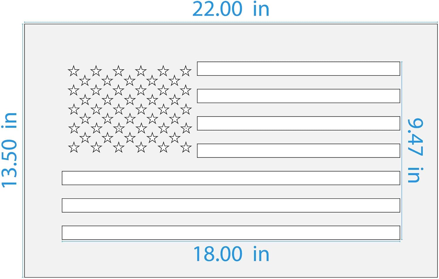 Stencil Stop USA Stars and Stripes Flag Stencil - Reusable for DIY Projects, Painting, Drawing, Crafts - 14 Mil Mylar Plastic (18 x 9.48 inches)