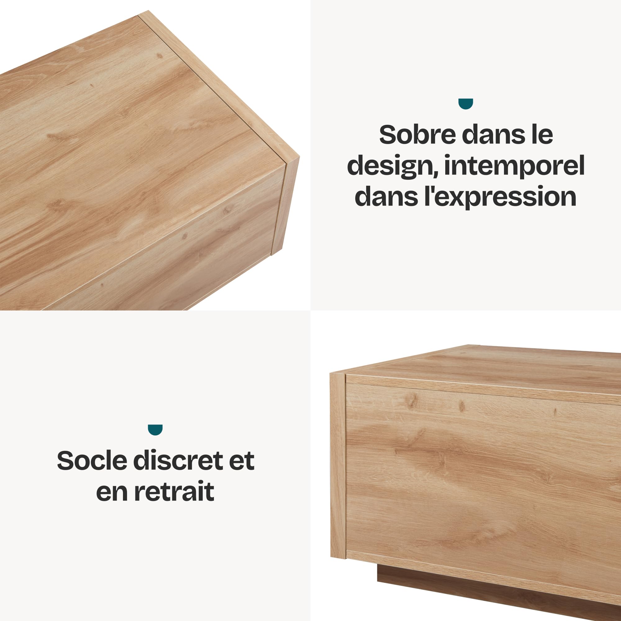[en.casa] Table Basse Style Intemporel avec Plateau Rectangulaire et 2 Tiroirs Rangement Pratique Excellente Stabilité pour Salon Chambre Bureau MDF 104 x 50 x 40 cm Effet Chêne