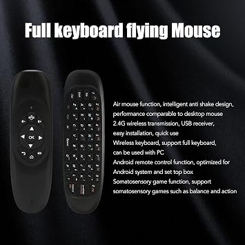 Universal TV Remote Air Mouse, 2.4GHz Mini Fly Mouse Keyboard and Remote Control with USB Receiver Full Keyboard, Intelligent Anti Shake for PC Computers Smart Computers