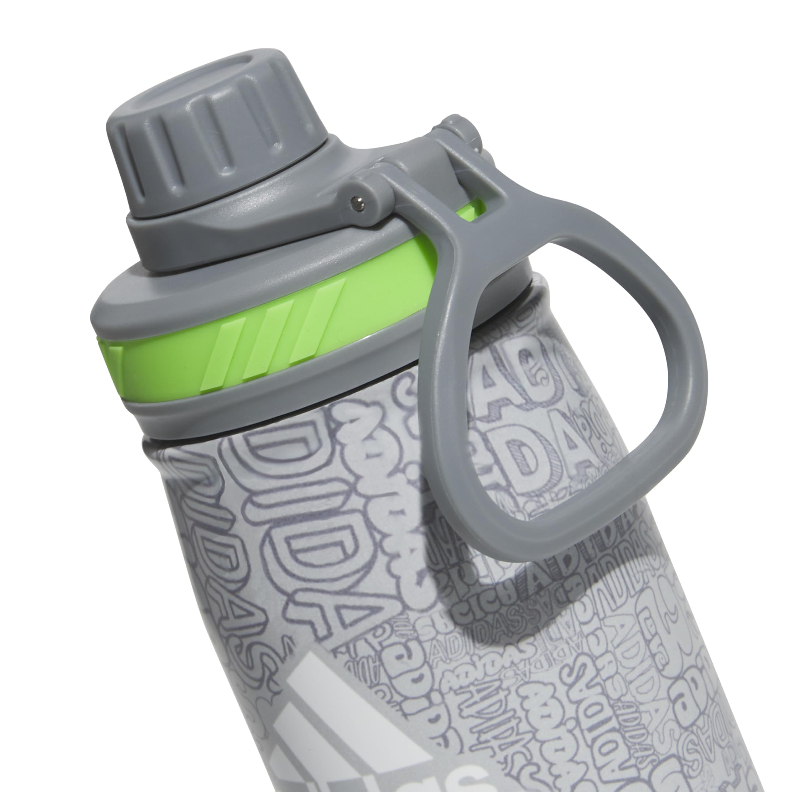 adidas Botella de agua de metal de 600 ml, acero inoxidable 18/8 con aislamiento de doble pared para caliente/frío, Adi Font Madness gris piedra/gris/verde lima lúcido, talla única