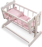 Badger Basket Heirloom Doll Cradle with Bedding - Rocking Bed for 18-20 Inch Dolls Like American Girl, Classic Wooden Design