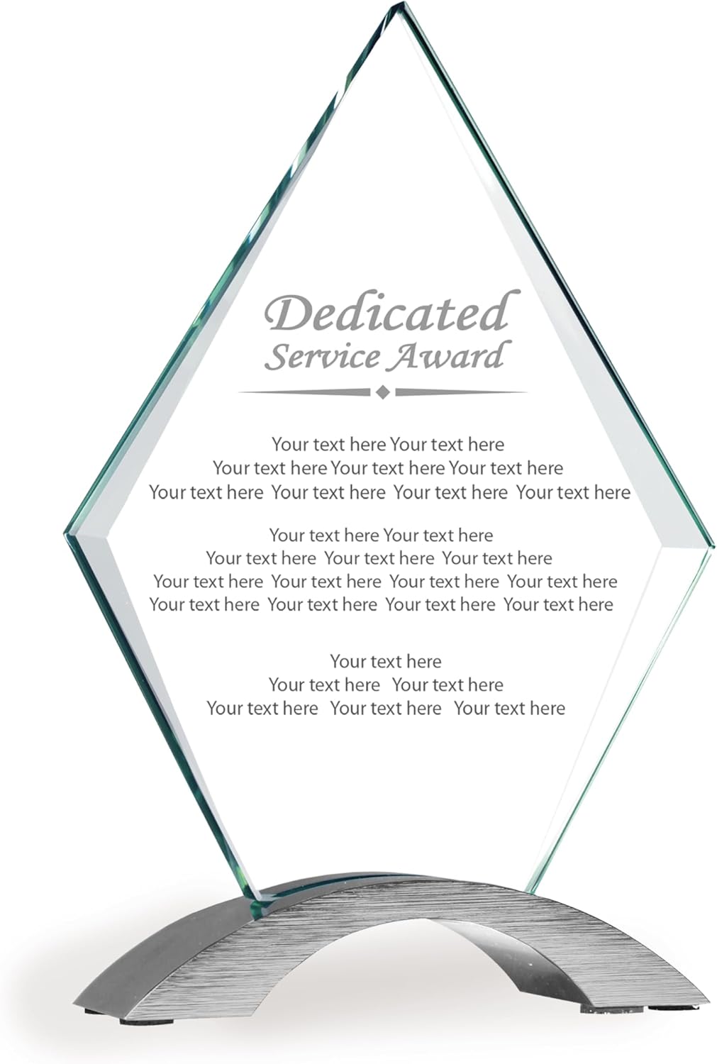 7 1/4" Diamond Cosmic Dedicated Service Award, Custom Engraved Glass Award Plaque for Employee Appreciation, Recognition, Dedication