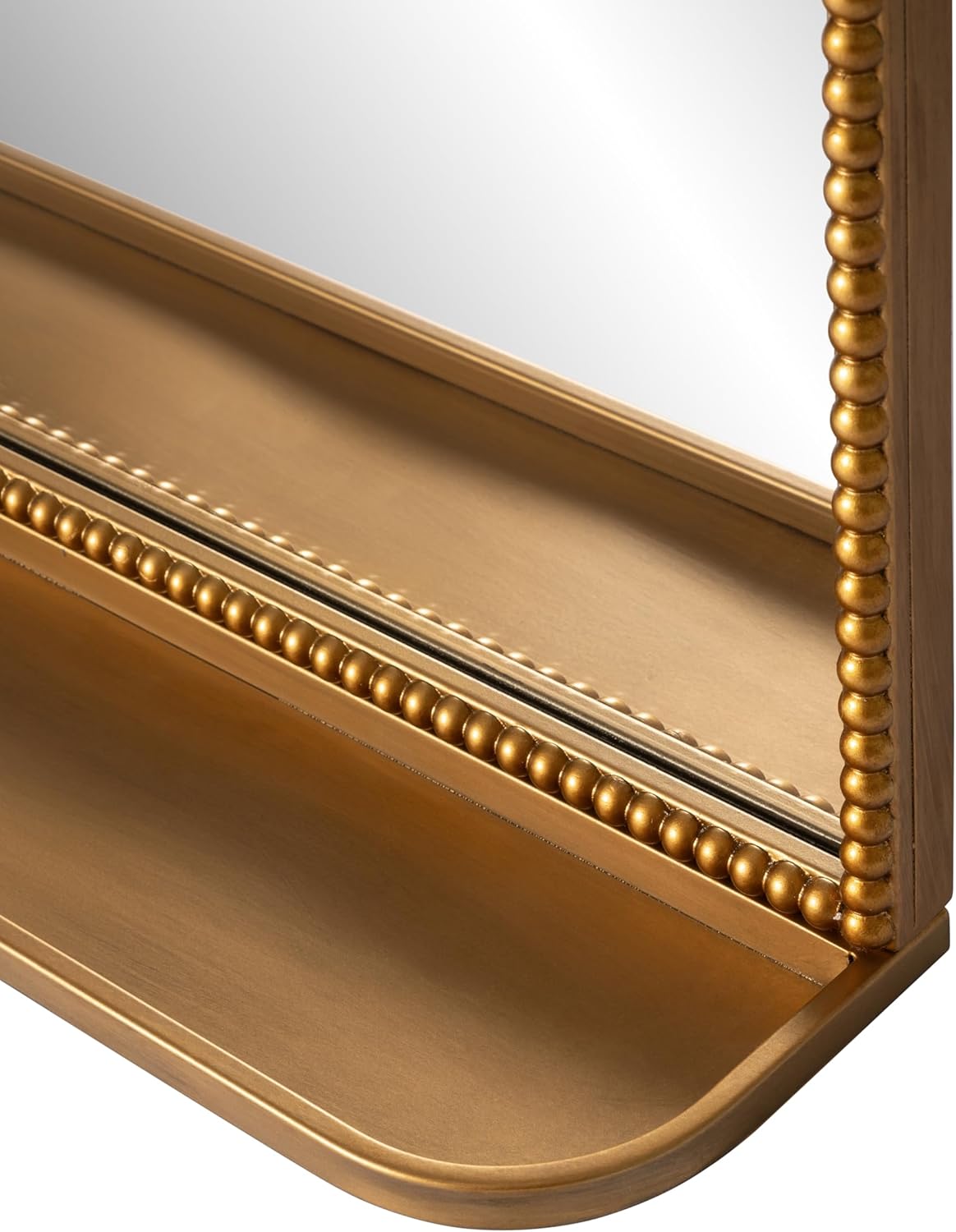 SHYFOY Vintage Wall Mirror with Shelf, 30" Arched Metal-Framed Decorative Hanging Mirror for Entryway, Bathroom, Bedroom, Living Room – Antique Gold