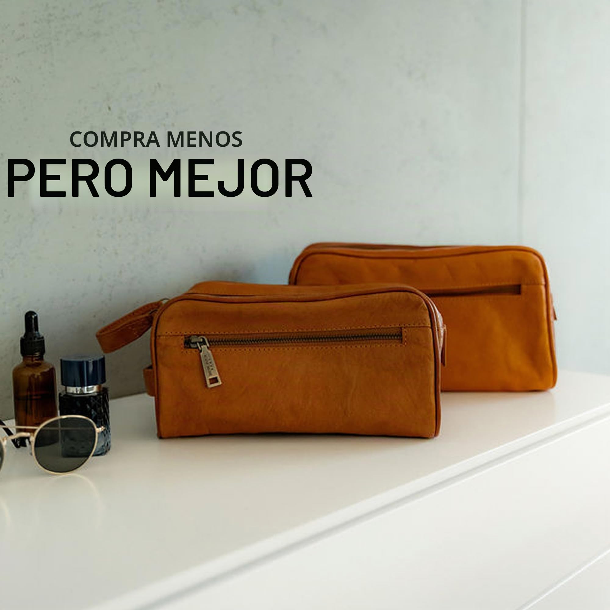 Berliner Bags Tim XL Neceser de Piel Auténtica, Gran Bolso de Aseo con Cremallera YKK, Bolsillos Interior y Exterior, Forro de Algodón y Asa de Mano – Marrón