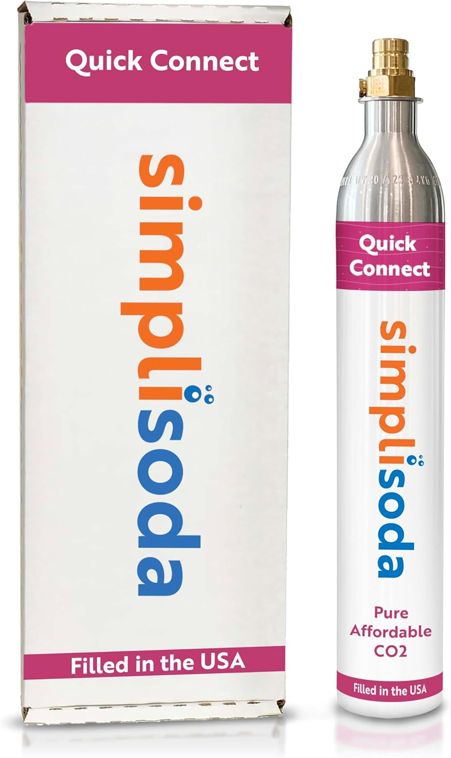 Simpli Soda 60L CO2 Canister Cylinders - Compatible with Sodastream Quick Connect Only [Including ART, TERRA ENSO & DUO] - Soda Streaming Machine CO2 Tanks Gas Refill, | 14.5 oz, 1 Pack