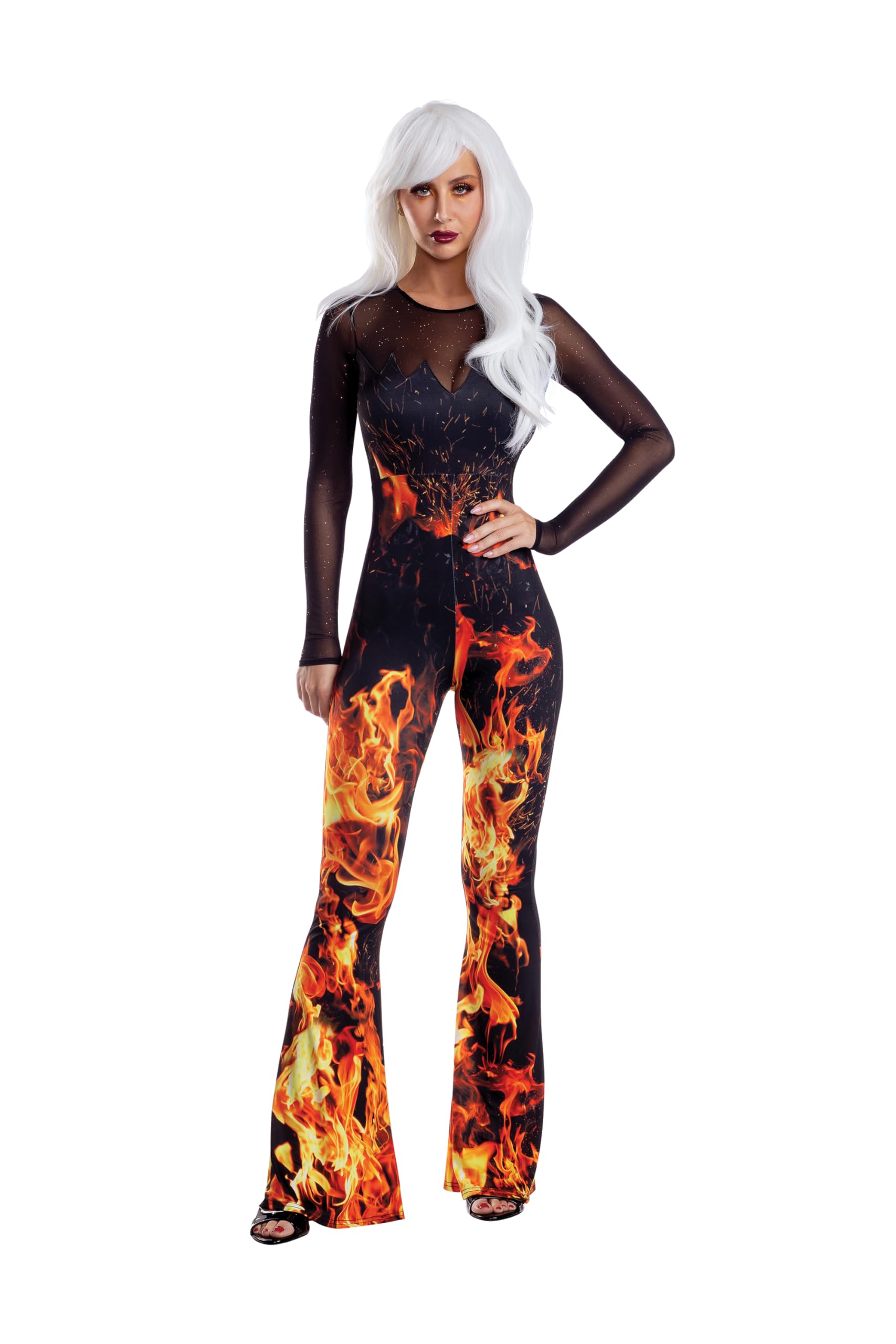 Dreamgirl Women's Flame Jumpsuit Adult Sized Costumes, Multicolor, S