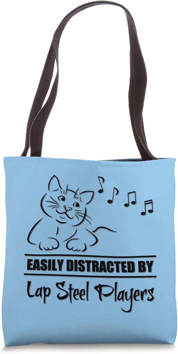 Cat Easily Distracted By Lap Steel Players Music Notes Tote Bag