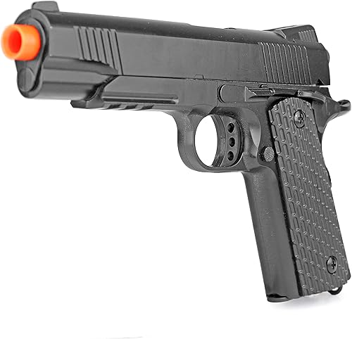 Miniatura 6 de BBTac Pistola Airsoft 1911 - Pistola de metal Airsoft con resorte accionado, construcción de aleación de metal de alta precisión FPS (negro táctico)
