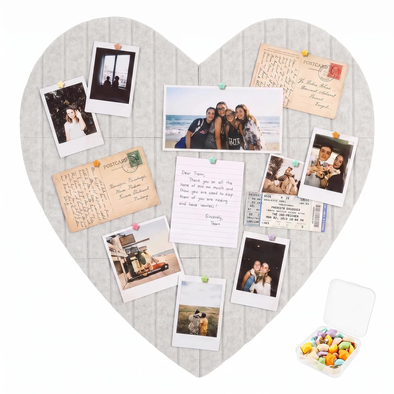 Heart Shaped Self Adhesive Felt Bulletin Board, 74 x 75cm(Shallow Color)