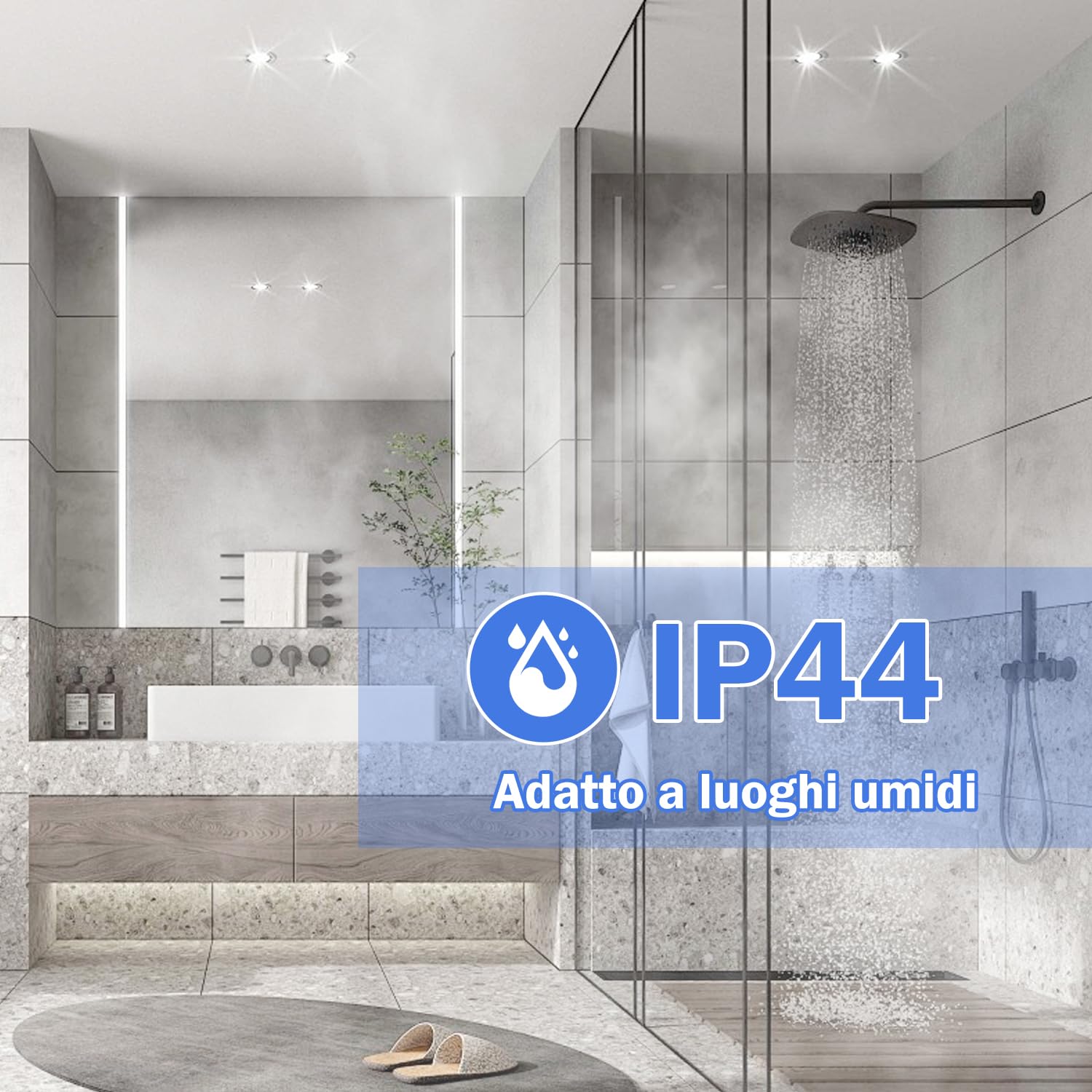 Set di 10 Faretti Led da Incasso per Cartongesso, IP44 230V 5W Faretti da Incasso, Tripla Temperatura Colore 3000K/4500K/6000K, Foro 69-79mm, Spot LED con Angolo Regolabile