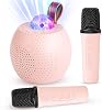 Mini Karaoke Machine for Kids Adults, Bluetooth Speaker with 2 Wireless Microphones, Portable Microphone Speaker with Colorful LED Disco Lights for Home Party, Birthday Gifts for Kids Girls Boys
