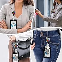 Vista 198 de Giancomics Black ID Badge Holder with Lanyard, Lanyards for ID Badges with Badge Reel Retractable Heavy Duty, Lanyard with ID Holder Keychain Clip