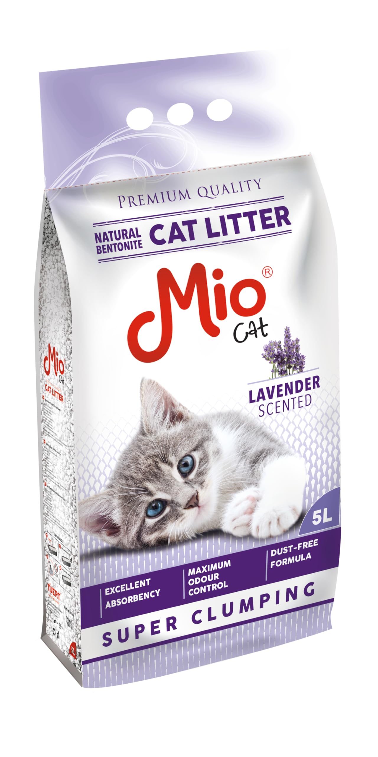 Mio Kedi Kumu, 5 lt. Lavanta Kokulu Bentonit, İnce