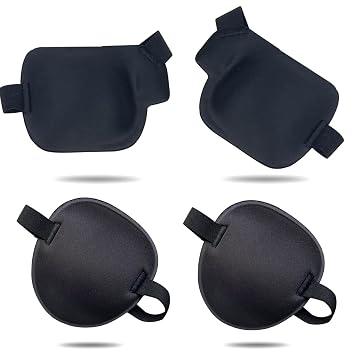 4PCS Adjustable Medical Eye Patch Bundle for Left or Right Eye - Amblyopia Lazy Eye Patches for Adults and Kids, Black 2PCS of Each Style