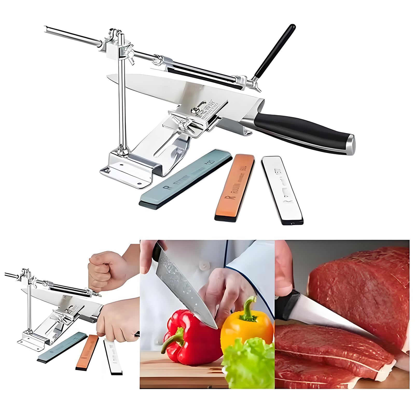 Afilador De Cuchillos Profesional, Amoladora De Cocina Afilado Sistema Angular con Esmeril 4 Actualizar Versión (Video de Usuario Incluido)