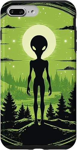 Vista 19 de iPhone 14 Pro Cute Green Alien Head UFO Space Face Alien Case