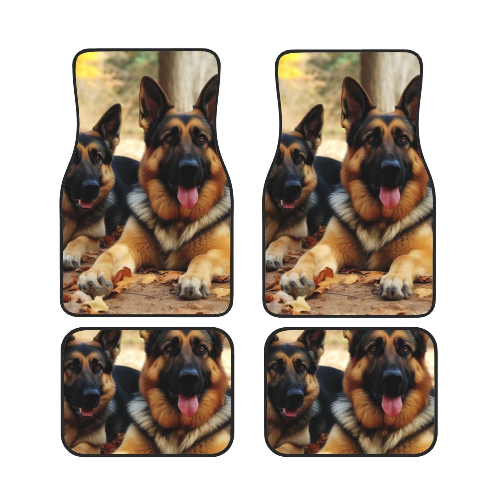 German Shepherd Dog Print Car Floor Mats Non-Slip Front Rear Floor Foot Mats Set of 4 Pieces Carpet Heavy Duty Car Foot Pad Protector for SUV Vans