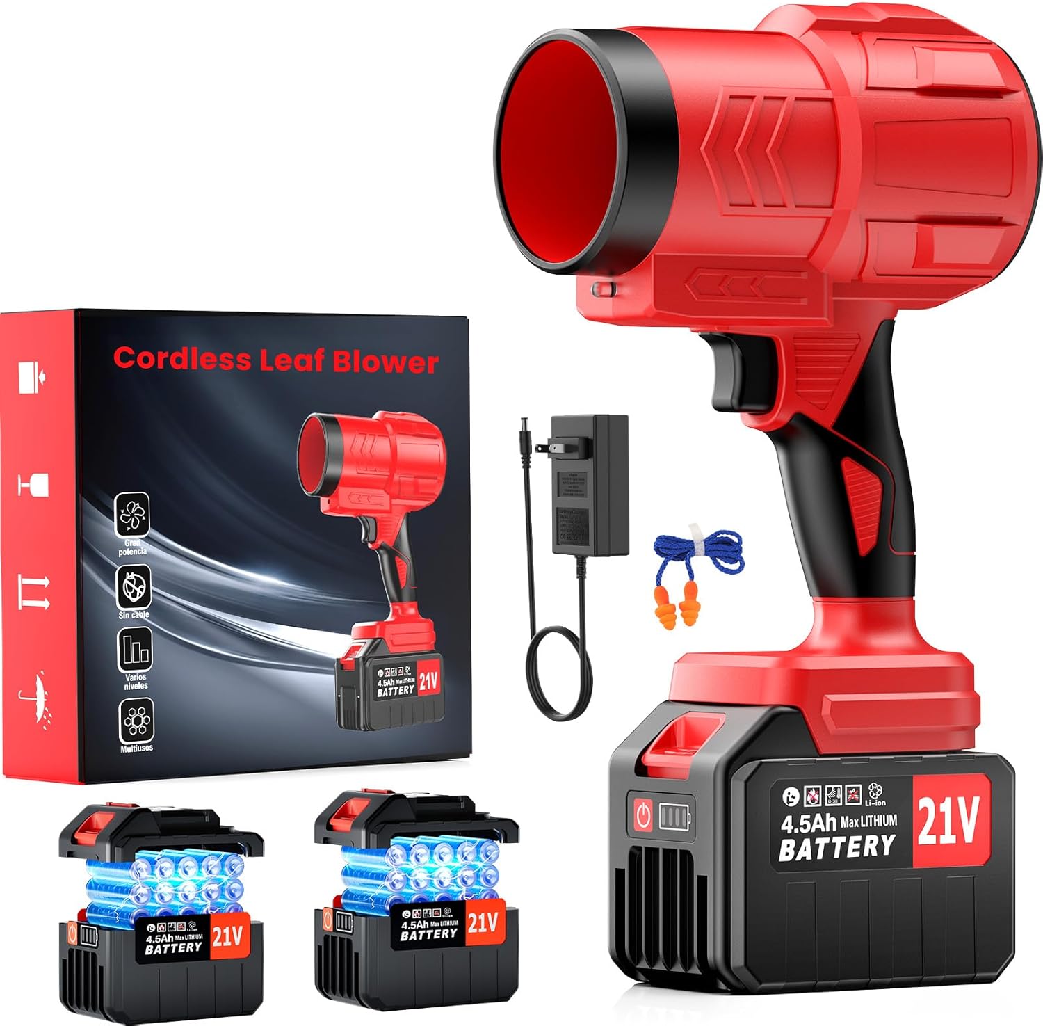 Electric Leaf Blower Cordless with 2*4500mAh Batteries and Charger,1,500,000RPM High-Speed Brushless Motor, 685CFM Battery Powered Handheld Leaf Blower,Lightweight Turbo Blower for Yard, Patio,Garage