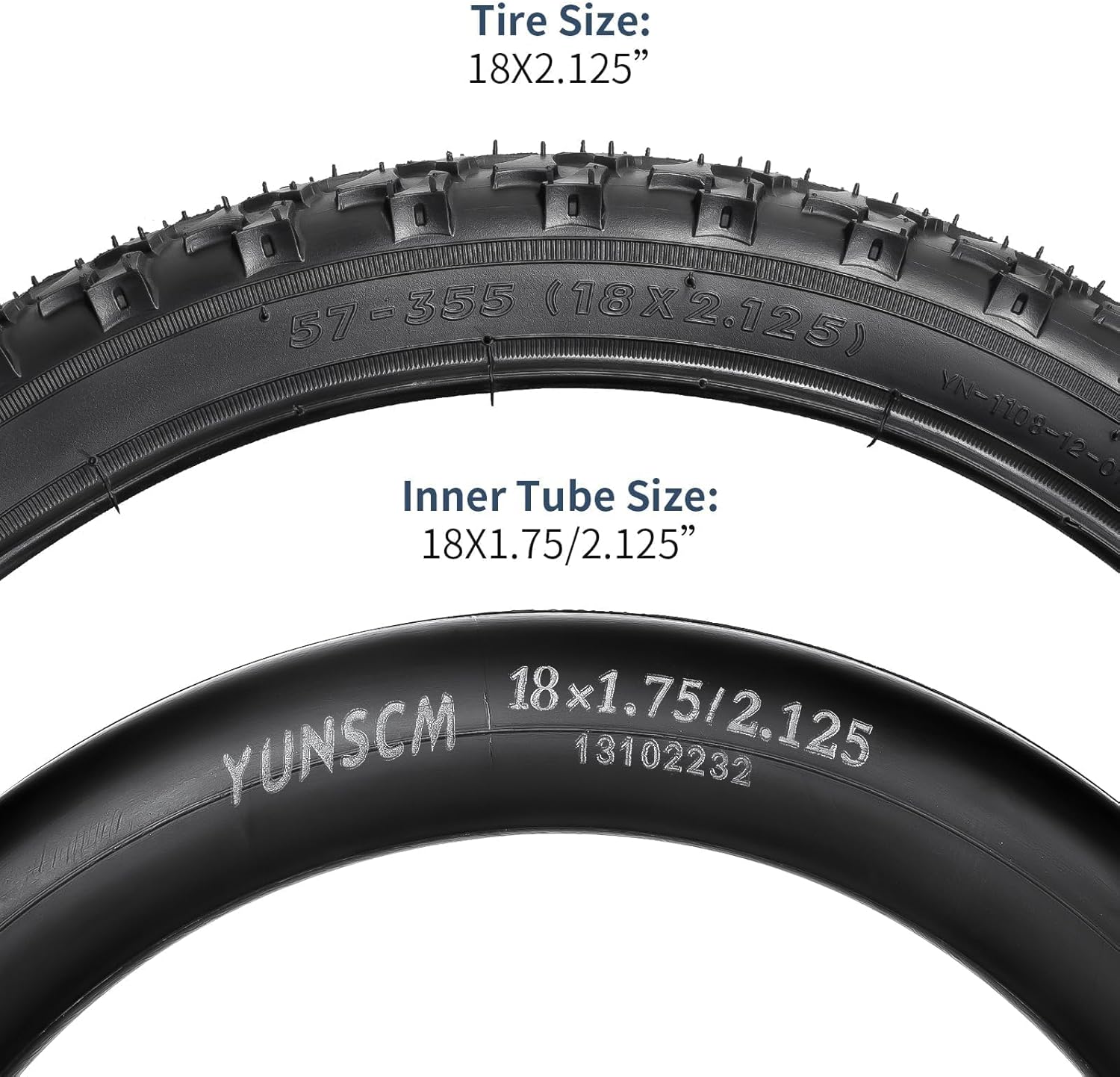 YUNSCM 2-PCS 18" Mountain Bike Tires 18 x 2.125/57-355 Compatible with Mountain Bike 18X2.125 18 * 2.125 Bicycle Tires