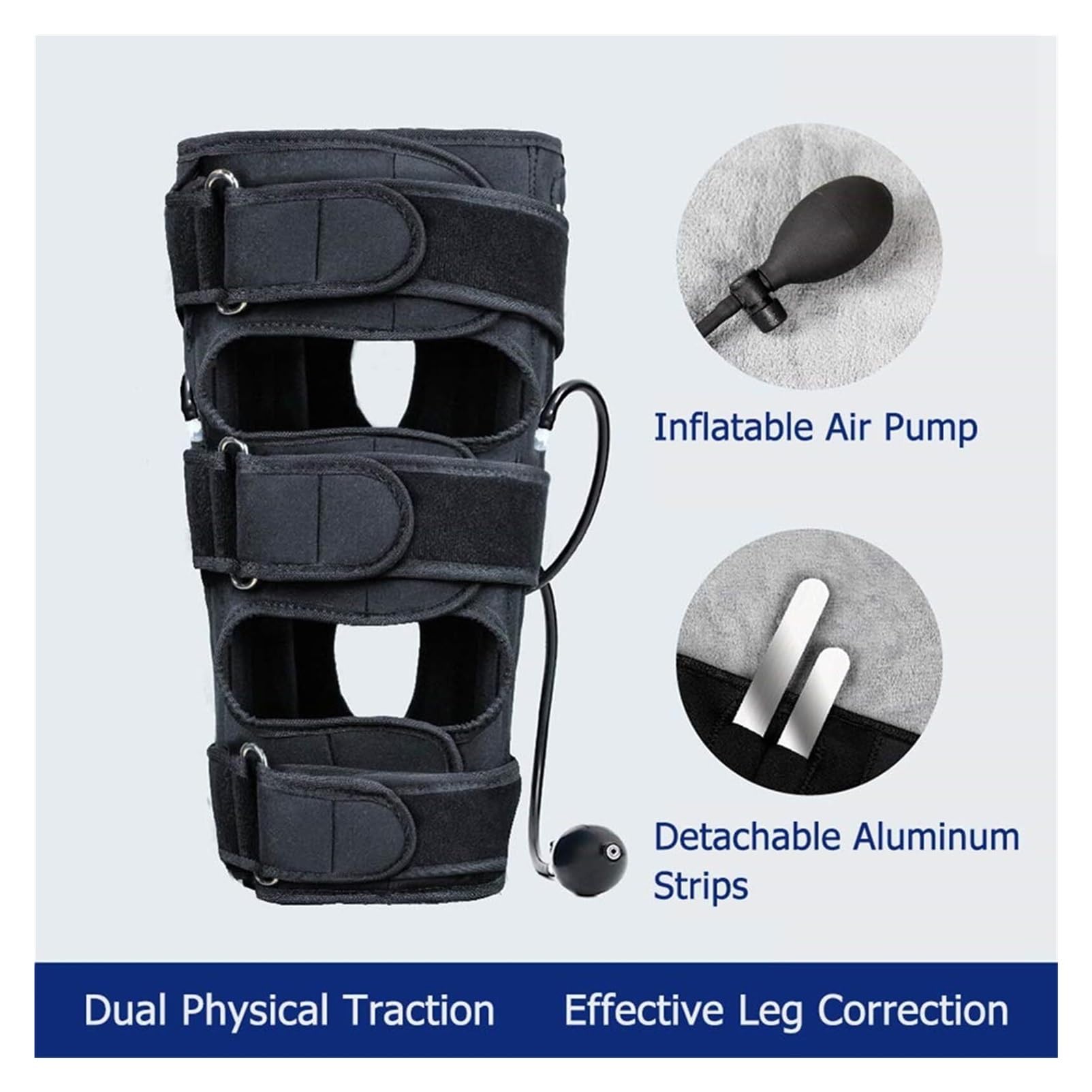 Corrector de piernas arqueadas y rodillas valgas｜Faja correctora piernas X/O regulable para niños y adultos con soporte aluminio extraíble y compresión doble bolsa de aire